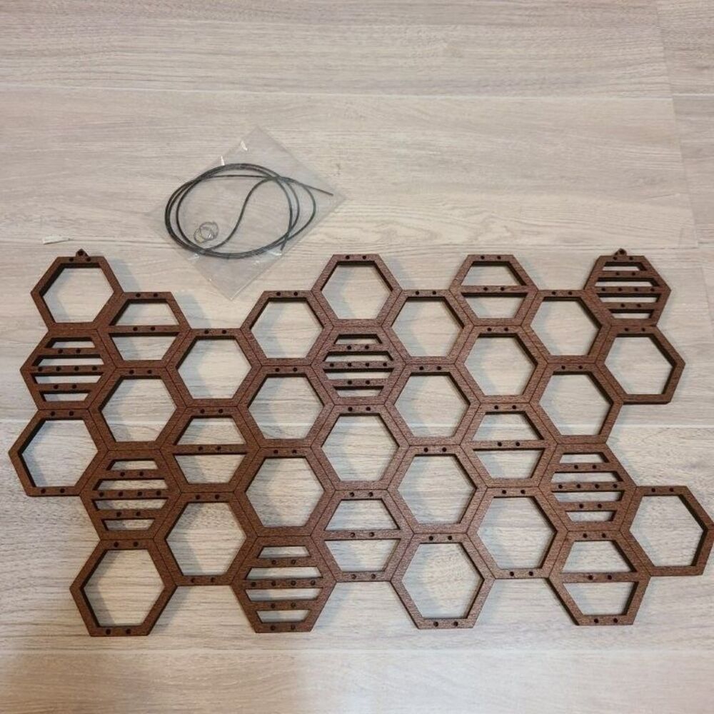 Wooden Honeycomb Earring Holder Wall Mounted Organizer Jewelry Display Rack Wood